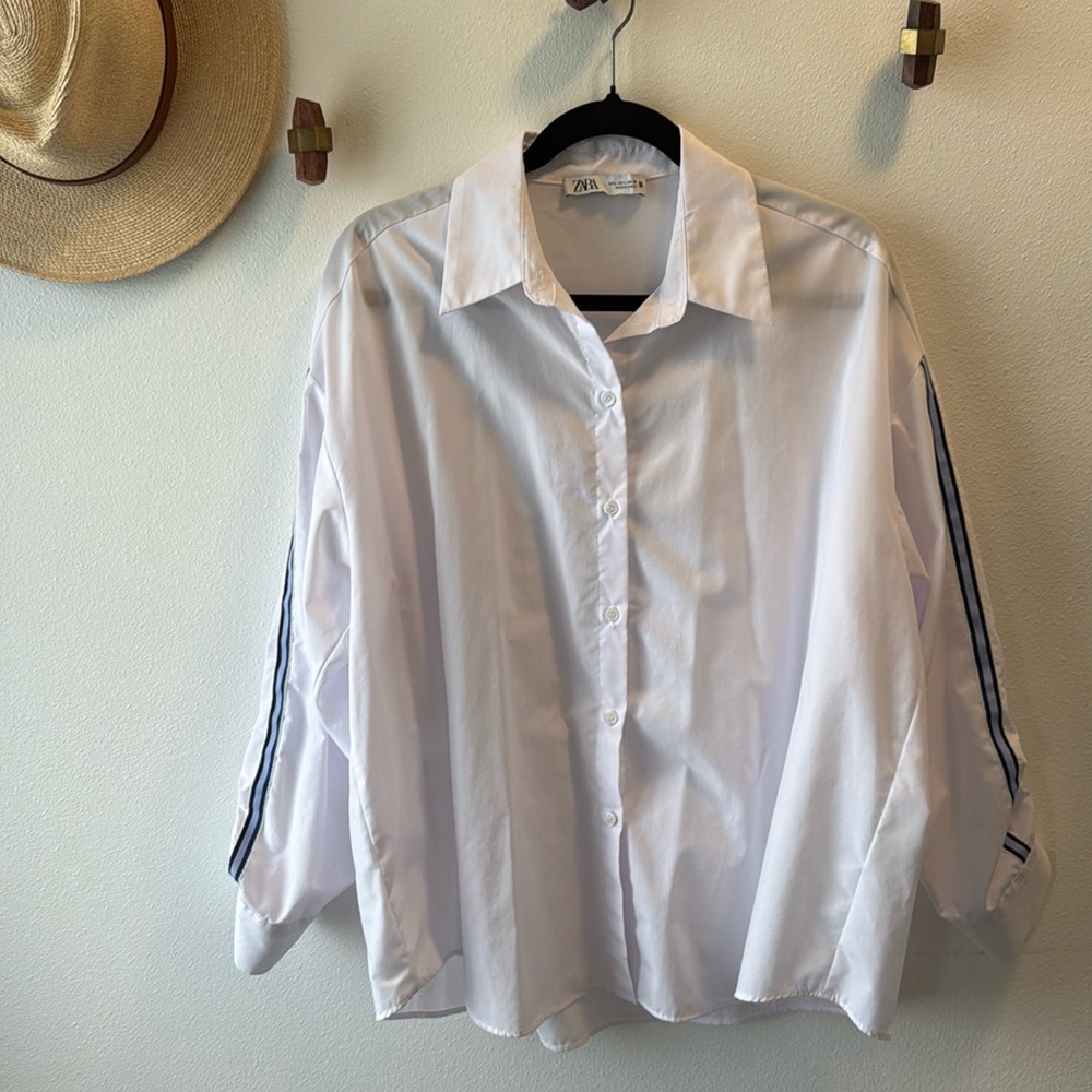 Zara oversized button down white shirt.  Size large.  Never worn.